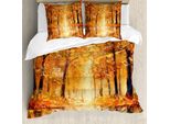 Abakuhaus Copripiumino Land, Forest Lake Fall-BäUme, Antiacaro, Adatto A Chi Soffre Di Allergie, Con Federe, 155 Cm X 220 Cm - 80 X 80 Cm, Arancione Marrone