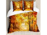 Abakuhaus Copripiumino Land, Autunno Nella Foresta Relax, Antiacaro Adatto A Chi Soffre Di Allergie Con Federe, 155 Cm X 220 Cm - 80 X 80 Cm, Arancione Marrone
