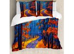 Abakuhaus Copripiumino Land, Bosco In Autunno, Antiacaro, Adatto A Chi Soffre Di Allergie, Con Federe, 155 Cm X 220 Cm - 80 X 80 Cm, Arancione Navy