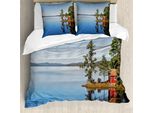 Abakuhaus Copripiumino Landscape, Land Lake House, Antiacaro, Adatto A Chi Soffre Di Allergie, Con Federe, 200 Cm X 200 Cm - 80 X 80 Cm, Multicolore