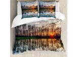 Abakuhaus Set Copripiumino Colorato Per Letti Matrimoniali, Tramonto Magico Boho, Antiacaro, Adatto A Chi Soffre Di Allergie, Con Federe, Multicolore