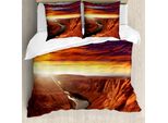 Abakuhaus Copripiumino Landschaft, Mystic Cliff, Antiacaro, Adatto A Chi Soffre Di Allergie, Con Federe, 155 Cm X 220 Cm - 80 X 80 Cm, Arancione Giallo