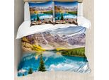 Abakuhaus Copripiumino Paesaggio, Lago E Montagna Rilassanti, Antiacaro, Adatto A Chi Soffre Di Allergie, Con Federe, 155 Cm X 220 Cm - 80 X 80 Cm, Blu, Verde, Grigio