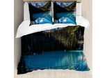 Abakuhaus Copripiumino Paesaggio, Snowy Berg Frozen, Antiacaro, Adatto A Chi Soffre Di Allergie, Con Federe, 155 Cm X 220 Cm - 80 X 80 Cm, Blu Bianco Verde