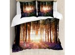 Abakuhaus Copripiumino Wald, Sonnenaufgang Woods Im FrüHjahr, Antiacaro, Adatto A Chi Soffre Di Allergie, Con Federe, 155 Cm X 220 Cm - 80 X 80 Cm, Viola Verde