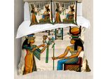 Abakuhaus Copripiumino Egiziano, Papiro Dell'antico Egitto, Antiacaro, Adatto A Chi Soffre Di Allergie, Con Federe, 155 Cm X 220 Cm - 80 X 80 Cm, Multicolore