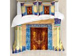 Abakuhaus Set Copripiumino Egiziano Per Letti Matrimoniali, Antico Tempio Egizio, Antiacaro, Adatto A Chi Soffre Di Allergie, Con Federe, Multicolore