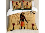Abakuhaus Set Copripiumino Egiziano Per Letti Matrimoniali, Icona Della Religione Antica, Antiacaro Adatto A Chi Soffre Di Allergie Con Federe, Multicolore