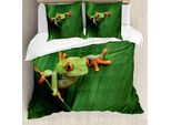 Abakuhaus Copripiumino Per Animali Domestici, Foglia Esotica Selvatica Macro, Antiacaro, Adatto A Chi Soffre Di Allergie, Con Federe, 200 Cm X 200 Cm - 80 X 80 Cm, Verde