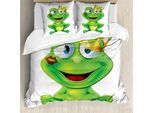 Abakuhaus Set Copripiumino Colorato Per Letti Matrimoniali, Principe Ranocchio Dei Cartoni Animati, Antiacaro, Adatto A Chi Soffre Di Allergie, Con Federe, Multicolore