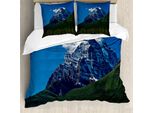 Abakuhaus Copripiumino Berg, Snowy-Spitzen BäUme Park, Antiacaro, Adatto A Chi Soffre Di Allergie, Con Federe, 155 Cm X 220 Cm - 80 X 80 Cm, Verde, Blu, Bianco