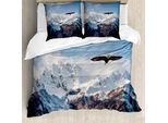 Abakuhaus Copripiumino Berg, Berg Flying Eagle, Antiacaro, Adatto A Chi Soffre Di Allergie, Con Federe, 200 Cm X 200 Cm - 80 X 80 Cm, Marrone Bianco Blu