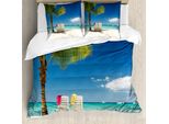 Abakuhaus Copripiumino Da Spiaggia, Relaxing Panorama Mare, Antiacaro, Adatto A Chi Soffre Di Allergie, Con Federe, 155 Cm X 220 Cm - 80 X 80 Cm, Verde Blu
