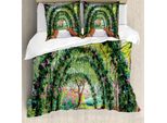 Abakuhaus Copripiumino Da Giardino, Fiori E Piante, Antiacaro, Adatto A Chi Soffre Di Allergie, Con Federe, 200 Cm X 200 Cm - 80 X 80 Cm, Verde Rosso