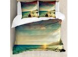 Abakuhaus Copripiumino Da Spiaggia, Dramatische Sunrise Tropical, Antiacaro, Adatto A Chi Soffre Di Allergie, Con Federe, 200 Cm X 200 Cm - 80 X 80 Cm, Blu Crema