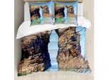 Abakuhaus Copripiumino Da Spiaggia, Paesaggio Costiero Spagnolo, Antiacaro, Adatto A Chi Soffre Di Allergie, Con Federe, 200 Cm X 200 Cm - 80 X 80 Cm, Blu Crema