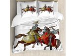 Abakuhaus Copripiumino Medievale, Cavaliere Medievale, Antiacaro, Adatto A Chi Soffre Di Allergie, Con Federe, 155 Cm X 220 Cm - 80 X 80 Cm, Multicolore