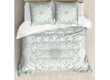 Abakuhaus Copripiumino Orient, Motivi Floreali Damascati, Antiacaro, Adatto A Chi Soffre Di Allergie, Con Federe, 155 Cm X 220 Cm - 80 X 80 Cm, Verde Bianco