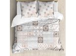 Abakuhaus Copripiumino Orient, Motivo Orientale Pastello, Antiacaro, Adatto A Chi Soffre Di Allergie, Con Federe, 200 Cm X 200 Cm - 80 X 80 Cm, Bianco Beige Grigio