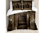 Abakuhaus Copripiumino Gotico, Castello Rinascimentale, Antiacaro, Adatto A Chi Soffre Di Allergie, Con Federe, 155 Cm X 220 Cm - 80 X 80 Cm, Beige Marrone