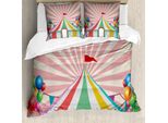 Abakuhaus Copripiuma Zirkus, Palloncini Da Circo Vintage, Antiacaro, Adatto A Chi Soffre Di Allergie, Con Federe, 155 Cm X 220 Cm - 80 X 80 Cm, Multicolore