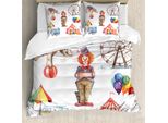 Abakuhaus Copripiumino Circus, Clown Elephant Circus, Antiacaro, Adatto A Chi Soffre Di Allergie, Con Federe, 200 Cm X 200 Cm - 80 X 80 Cm, Multicolore