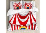 Abakuhaus Copripiumino Circus, Bandiera Nostalgica Circus, Antiacaro, Adatto A Chi Soffre Di Allergie, Con Federe, 200 Cm X 200 Cm - 80 X 80 Cm, Rosso-Bianco