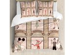 Abakuhaus Copripiumino Zirkus, Acrobati Circensi Ginnasti, Antiacaro, Adatto A Chi Soffre Di Allergie, Con Federe, 155 Cm X 220 Cm - 80 X 80 Cm, Rosa Beige