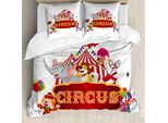 Abakuhaus Copripiumino Zirkus, Nostalgico Tendone Da Circo, Antiacaro, Adatto A Chi Soffre Di Allergie, Con Federe, 200 Cm X 200 Cm - 80 X 80 Cm, Rosso-Bianco