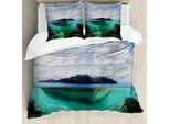 Abakuhaus Copripiumino Insel, Misty Atlantik, Antiacaro, Adatto A Chi Soffre Di Allergie, Con Federe, 200 Cm X 200 Cm - 80 X 80 Cm, Blu, Grigio, Bianco
