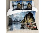 Abakuhaus Copripiumino Insel, Autunno Rocce E Nuvole, Antiacaro Adatto A Chi Soffre Di Allergie Con Federe, 155 Cm X 220 Cm - 80 X 80 Cm, Blu, Grigio, Bianco