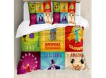 Abakuhaus Copripiumino Circus, Animali Circensi Retrò, Antiacaro, Adatto A Chi Soffre Di Allergie, Con Federe, 155 Cm X 220 Cm - 80 X 80 Cm, Multicolore