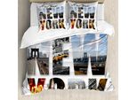 Abakuhaus New York Copripiumino, New York Collage, Antiacaro, Adatto A Chi Soffre Di Allergie, Con Federe, 200 Cm X 200 Cm - 80 X 80 Cm, Multicolore