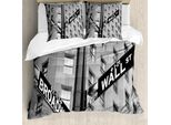 Abakuhaus New York Copripiumino, Foto Broadway Nyc, Antiacaro, Adatto A Chi Soffre Di Allergie, Con Federe, 155 Cm X 220 Cm - 80 X 80 Cm, Bianco E Nero