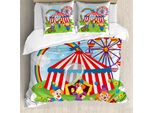 Abakuhaus Copripiumino Circus, Fun Circus Scene Clowns, Antiacaro, Adatto A Chi Soffre Di Allergie, Con Federe, 200 Cm X 200 Cm - 80 X 80 Cm, Multicolore