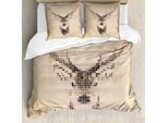 Abakuhaus Copripiumino Hirsch, Deer Portrait Con Pois, Antiacaro, Adatto A Chi Soffre Di Allergie, Con Federe, 155 Cm X 220 Cm - 80 X 80 Cm, Crema Marrone