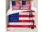 Abakuhaus New York Copripiumino, Freiheit Usa, Antiacaro, Adatto A Chi Soffre Di Allergie, Con Federe, 200 Cm X 200 Cm - 80 X 80 Cm, Corallo Scuro Bianco
