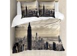 Abakuhaus New York Copripiumino, Nyc Winterzeit, Antiacaro, Adatto A Chi Soffre Di Allergie, Con Federe, 155 Cm X 220 Cm - 80 X 80 Cm, Beige Grigio