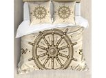 Abakuhaus Copripiumino Steuerrad, Lenkrad-Reisen, Antiacaro, Adatto A Chi Soffre Di Allergie, Con Federe, 155 Cm X 220 Cm - 80 X 80 Cm, Beige Marrone