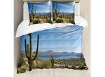 Abakuhaus Copripiumino Saguaro, Cactus Sulla Valle, Antiacaro, Adatto A Chi Soffre Di Allergie, Con Federe, 155 Cm X 220 Cm - 80 X 80 Cm, Blu Verde