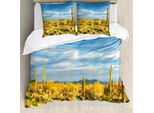 Abakuhaus Copripiumino Saguaro, West Cactus Spikes, Antiacaro, Adatto A Chi Soffre Di Allergie, Con Federe, 155 Cm X 220 Cm - 80 X 80 Cm, Giallo, Blu, Verde