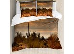 Abakuhaus Copripiumino Saguaro, Dramatische Shady WüSte, Antiacaro, Adatto A Chi Soffre Di Allergie, Con Federe, 200 Cm X 200 Cm - 80 X 80 Cm, Arancione Verde