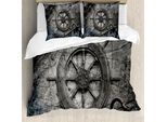 Abakuhaus Copripiumino Steuerrad, Volante Grunge, Antiacaro, Adatto A Chi Soffre Di Allergie, Con Federe, 155 Cm X 220 Cm - 80 X 80 Cm, Carbone