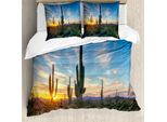 Abakuhaus Copripiumino Saguaro, Cactus Noon, Antiacaro, Adatto A Chi Soffre Di Allergie, Con Federe, 155 Cm X 220 Cm - 80 X 80 Cm, Verde Blu