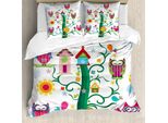 Abakuhaus Copripiumino Gufo, Gufi Su Albero Con Pois, Antiacaro, Adatto A Chi Soffre Di Allergie, Con Federe, 200 Cm X 200 Cm - 80 X 80 Cm, Multicolore