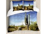 Abakuhaus Copripiumino Saguaro, Cactus Spined Leaves, Antiacaro E Anallergico Con Federe, 155 Cm X 220 Cm - 80 X 80 Cm, Blu Verde