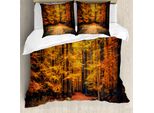 Abakuhaus Copripiumino Wald, Vivid Blatt Pflanze Eco, Antiacaro, Adatto A Chi Soffre Di Allergie, Con Federe, 200 Cm X 200 Cm - 80 X 80 Cm, Arancione Marrone