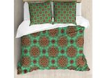 Abakuhaus Copripiumino Turchese, Mandala, Antiacaro, Adatto A Chi Soffre Di Allergie, Con Federe, 155 Cm X 220 Cm - 80 X 80 Cm, Verde, Rosso, Giallo