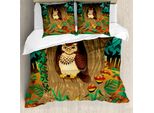Abakuhaus Copripiumino Gufo, Nanny Grandmother Sage Owl, Antiacaro, Adatto A Chi Soffre Di Allergie, Con Federe, 155 Cm X 220 Cm - 80 X 80 Cm, Multicolore