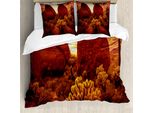 Abakuhaus Saguaro Copripiumino, Paesaggio Desertico Con Cactus E Rocce, Antiacaro, Adatto A Chi Soffre Di Allergie, Con Federe, 155 Cm X 220 Cm - 80 X 80 Cm, Rosso